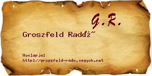 Groszfeld Radó névjegykártya